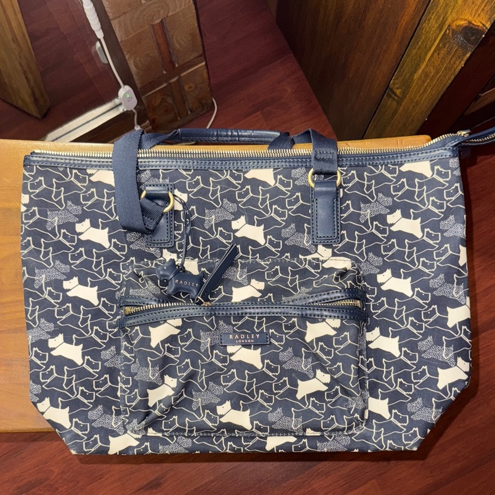 Navy Blue Patterned Tote Bag